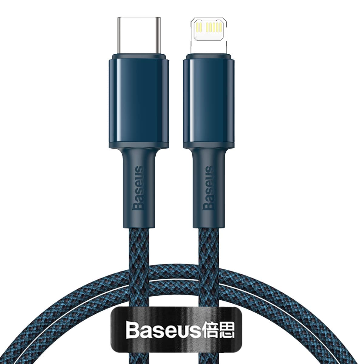 כבל סנכרון וטעינה Baseus High Density Braided Fast Charging Data Cable Type-C to iP PD 20W באורך 1 מטר - כחול