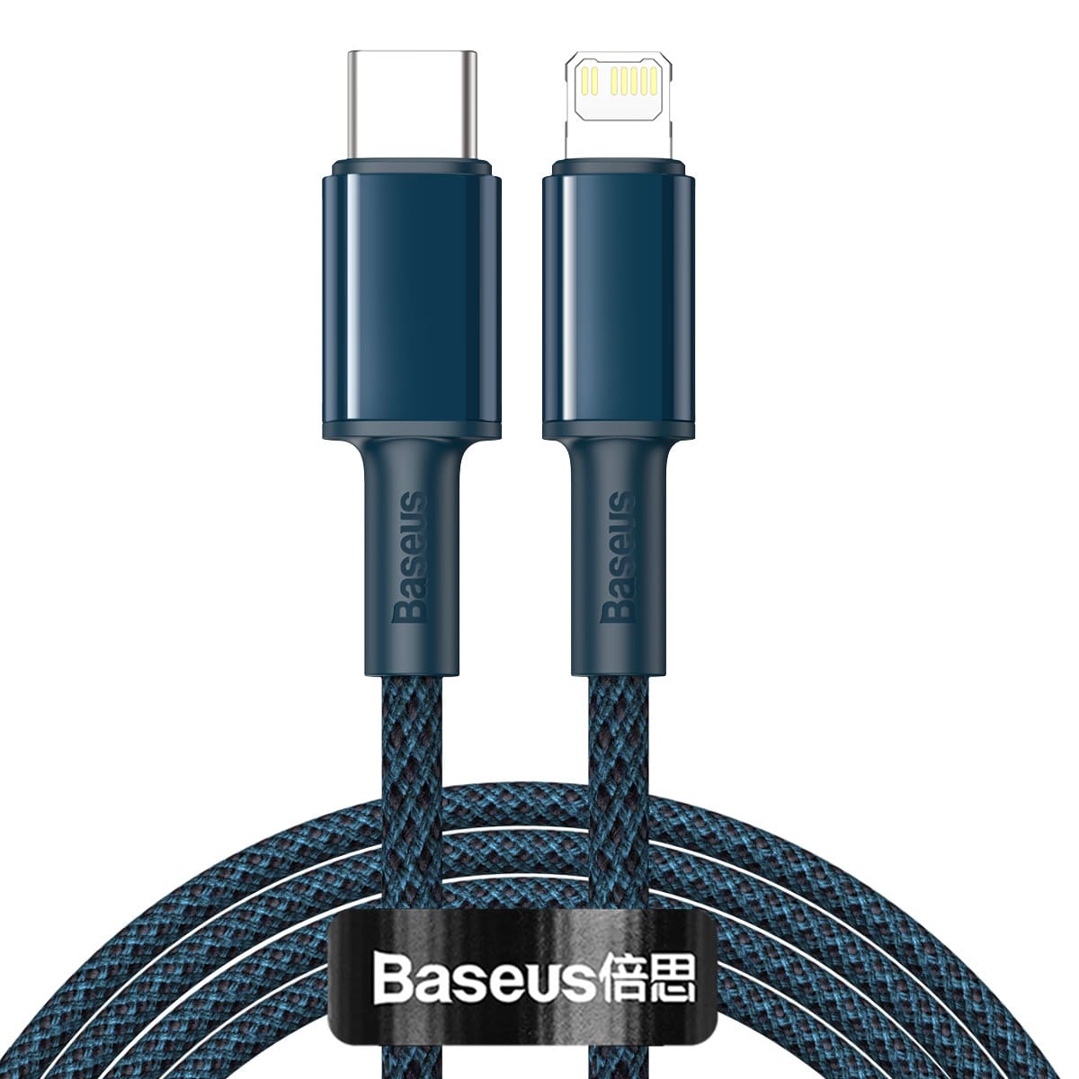 כבל סנכרון וטעינה Baseus High Density Braided Fast Charging Data Cable Type-C to iP PD 20W באורך 2 מטר - כחול