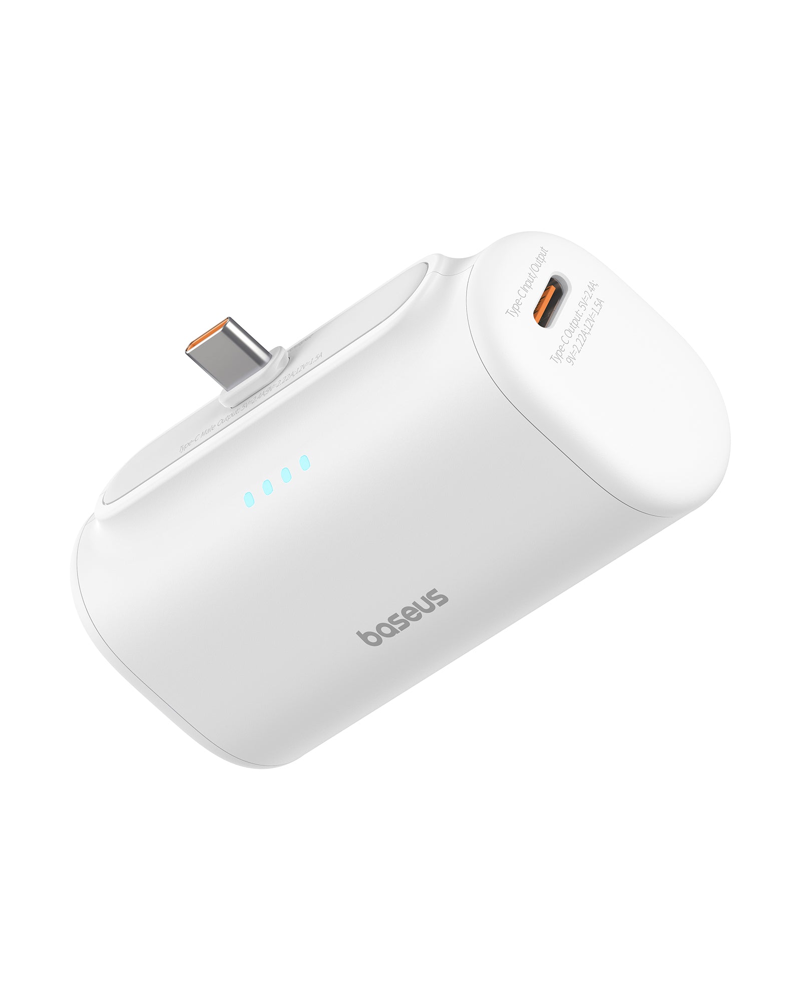 הארנק נייד לבן עם מחבר USB-C של Baseus Compact Power Bank 5000mAh
