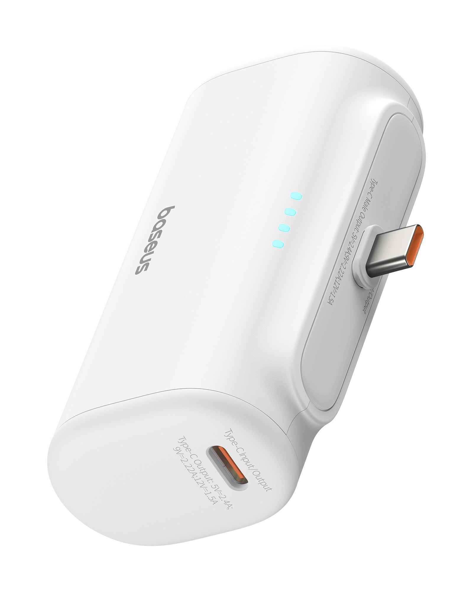 מסך תכשיט לבן של בנק כוח נייד נייד עם קיבולת 5000mAh ותחנת טעינה Type-C
