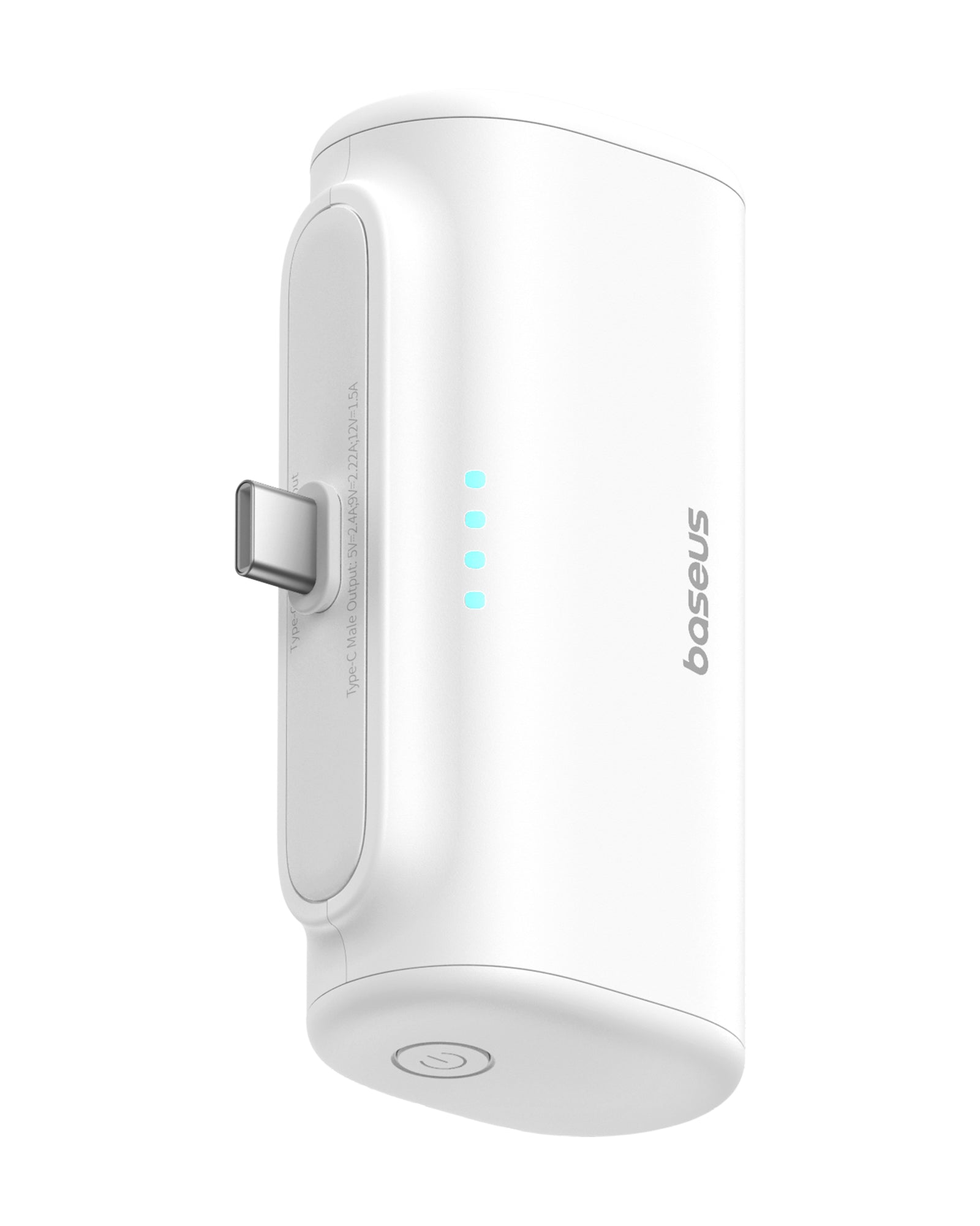 מטען נייד לבן נייד עם מחבר USB-C מובנה ל-Baseus Compact Power Bank 5000mAh