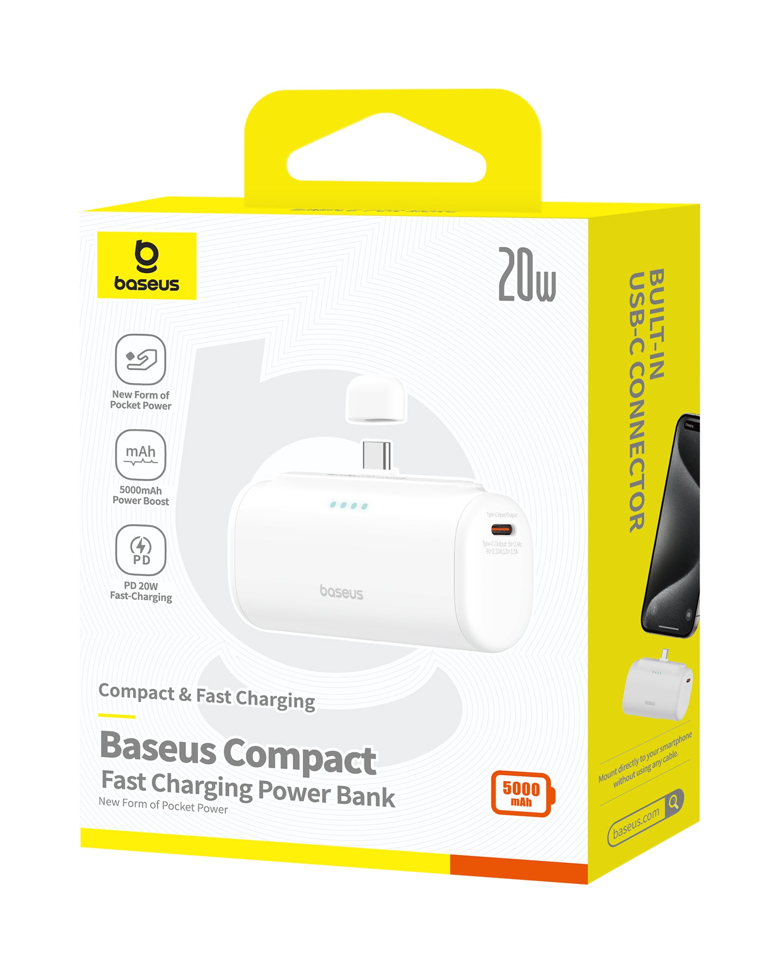 סוללת ניידת Baseus Compact Power Bank Type-C 5000mAh 20W PD באריזתה