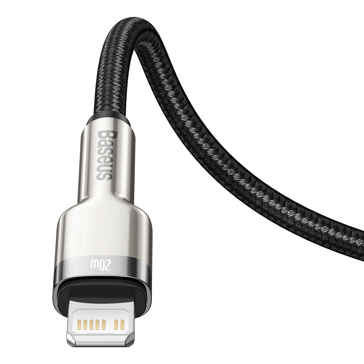 כבל נתונים מסולסל כסוף ושחור מסיבי מסדרת Baseus Cafule Type-C ל-iPhone PD 20W