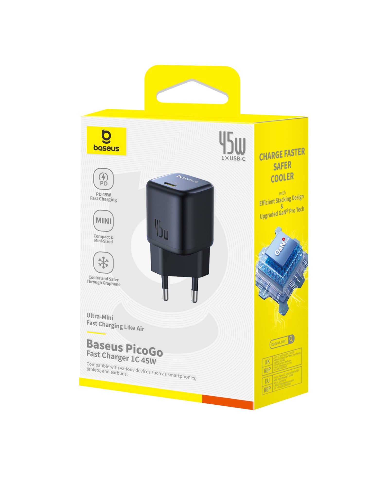 Baseus PicoGo GaN Fast Charger 1C 45W EU Cosmic Black