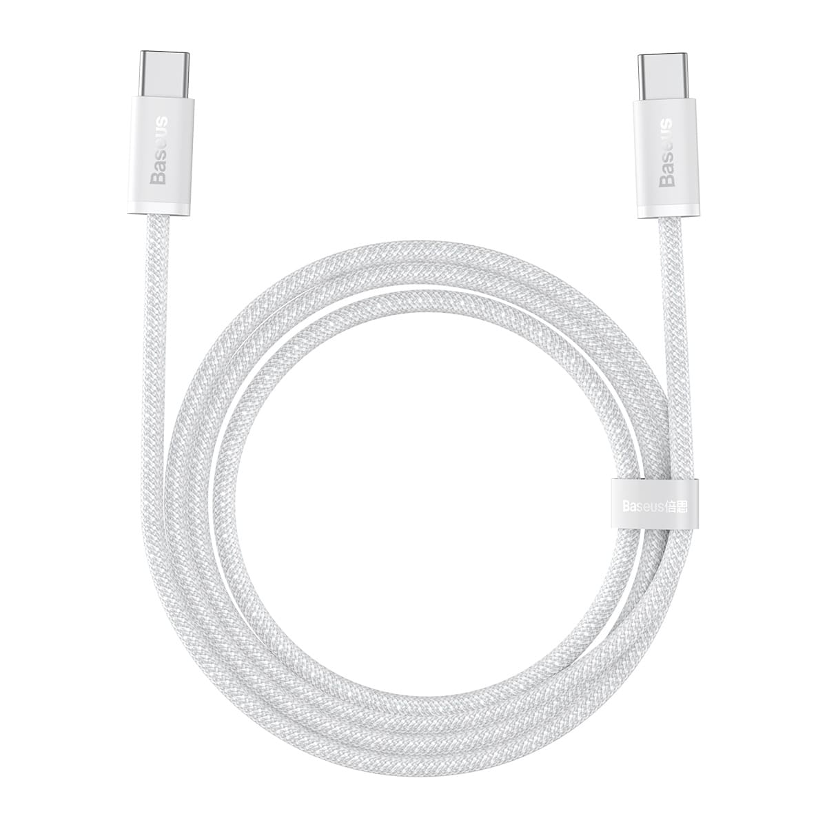 כבל סנכרון וטעינה BASEUS Dynamic Type-C to Type-C עם תמיכה בטעינה מהירה 100W באורך 2 מטר - צבע לבן