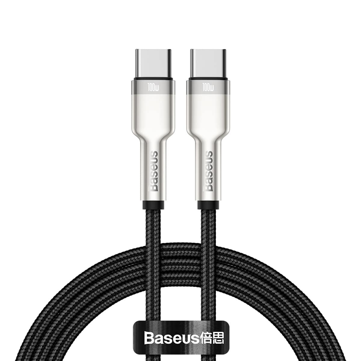 כבל סנכרון וטעינה Baseus Cafule Series Metal Data Cable Type-C to Type-C 100W באורך 1 מטר - צבע שחור