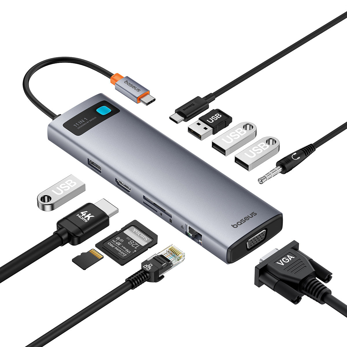 מפצל Baseus Metal Gleam Series 11-Port HUB