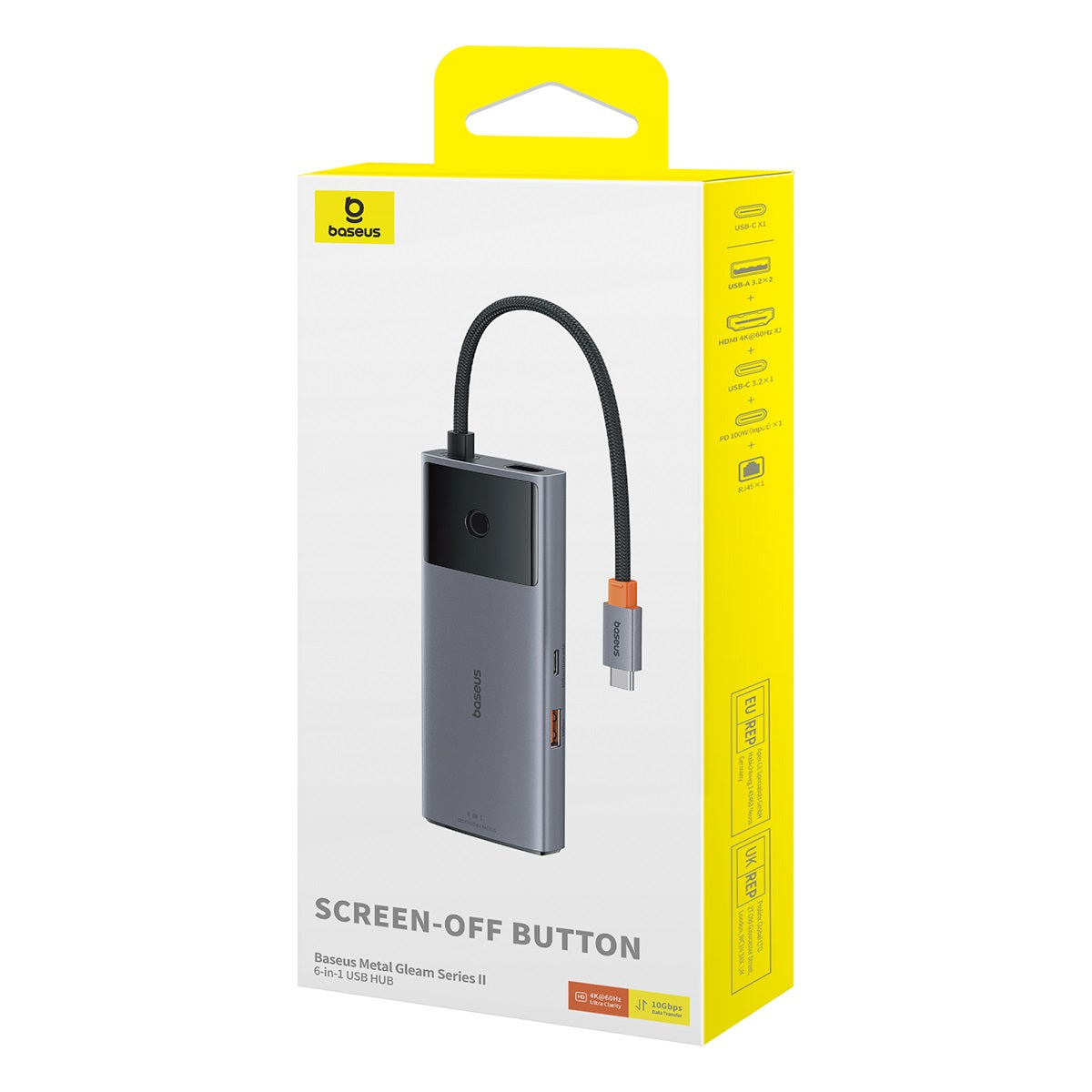 מפצל Baseus Metal Gleam Series II 6-in-1 USB HUB