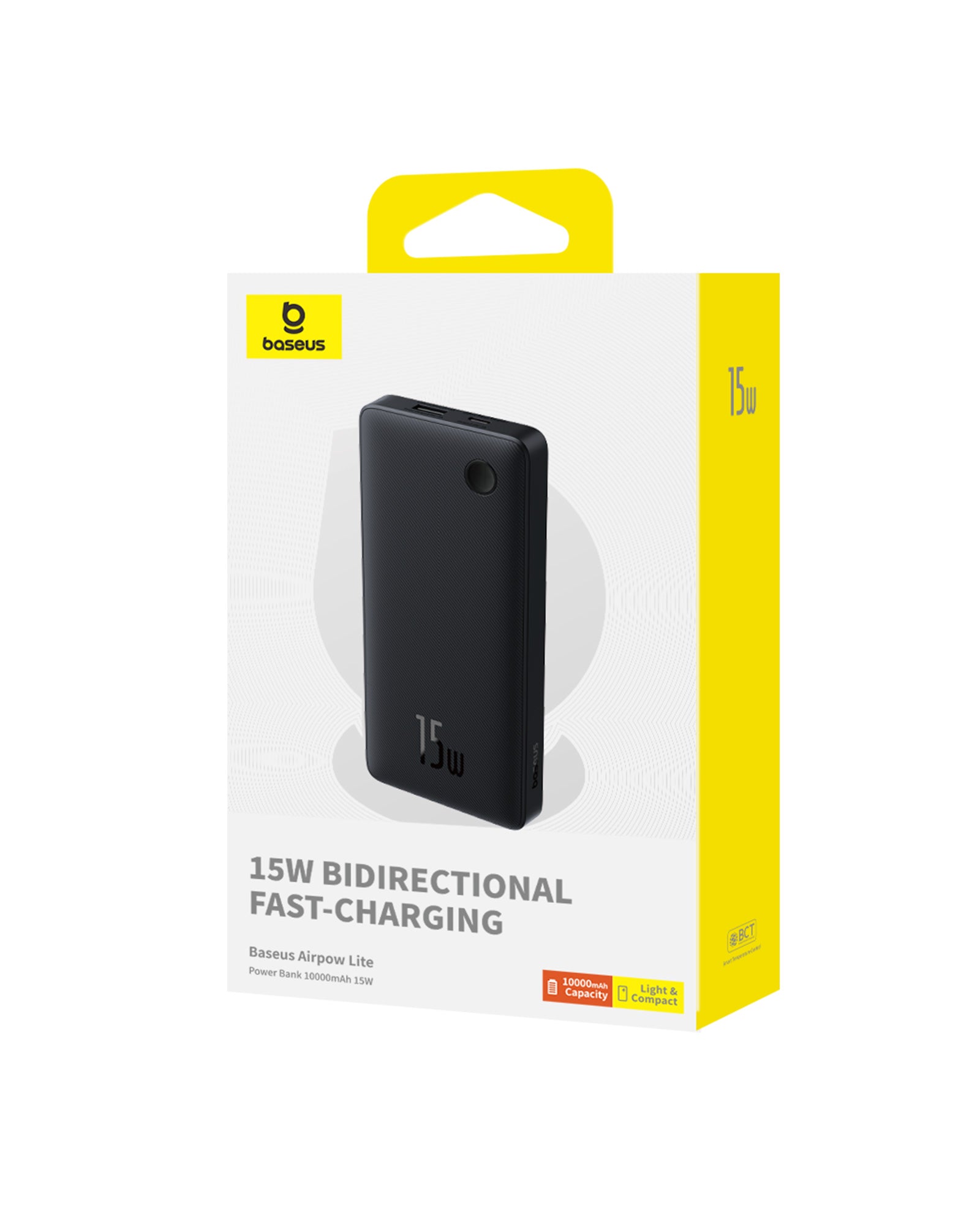 Power Bank Baseus Airpow Fast Charge 10000mAh 15W שקופה שחורה באריזה