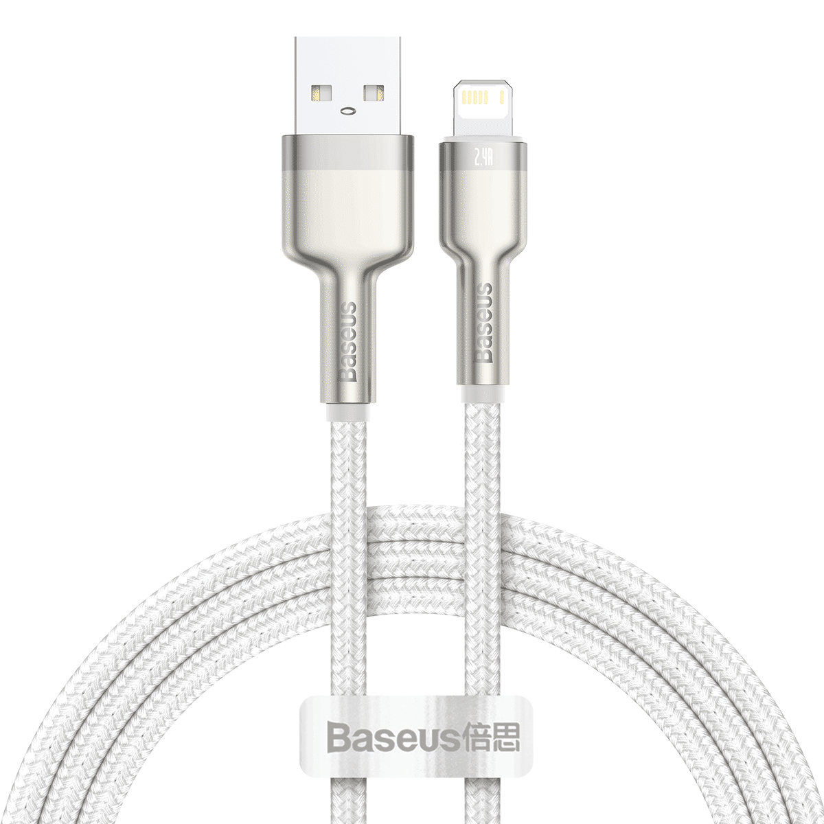 כבל סנכרון וטעינה Baseus Cafule USB - Lightning 2.4A באורך 1 מטר - צבע לבן