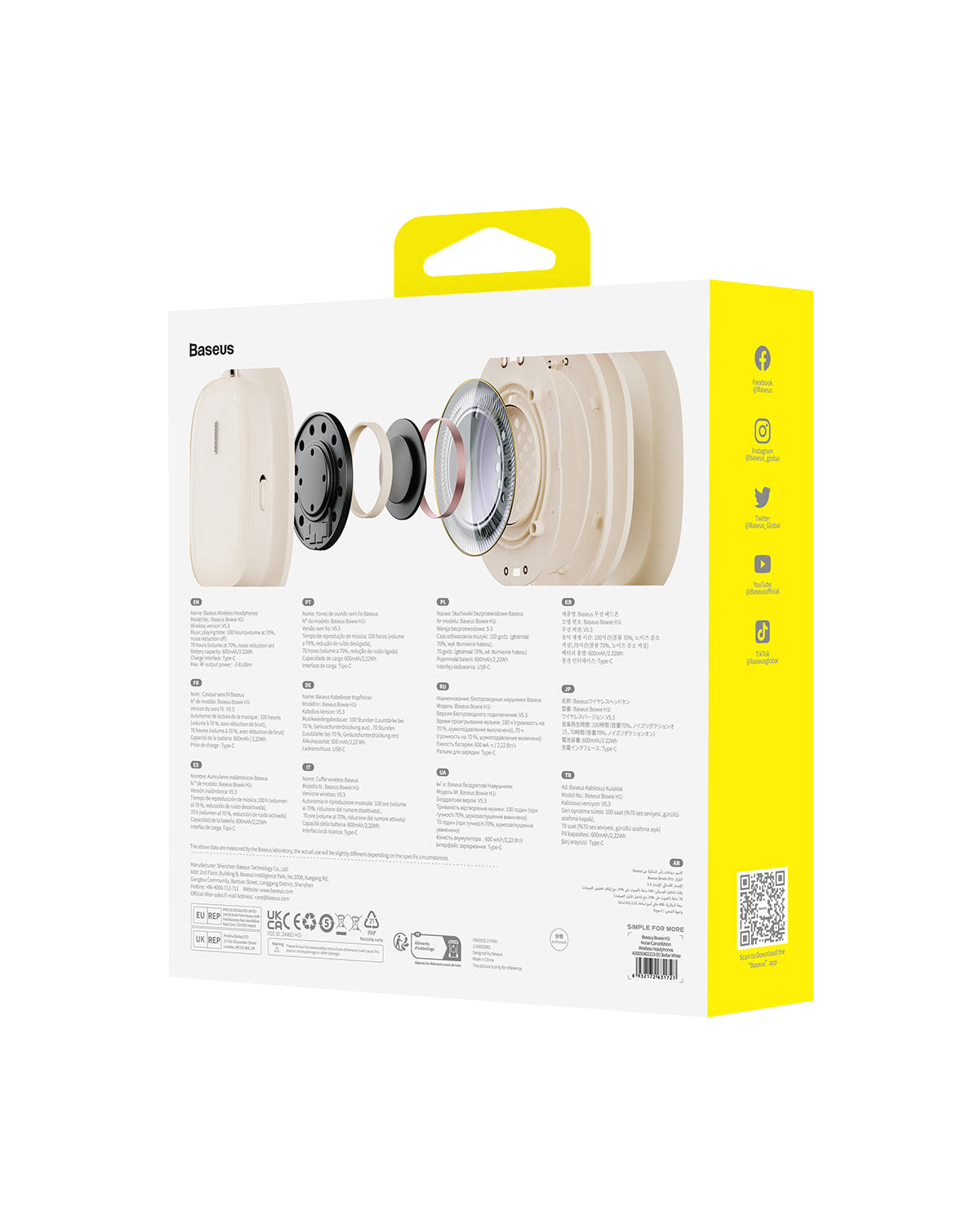אוזניות אלחוטיות עם מסנן רעשים Baseus Bowie H1i - White
