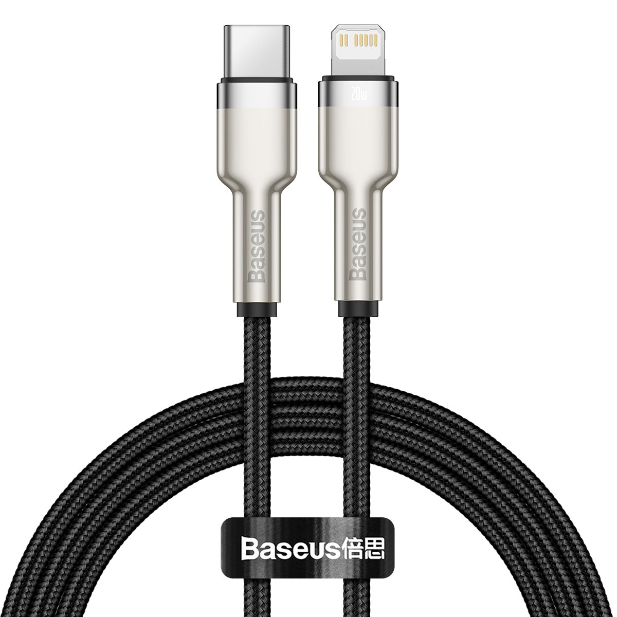 כבל טעינה מתוחכם עם שרשרת שחורה מחוברת USB-C ל-Lightning עבור סופר מהירות