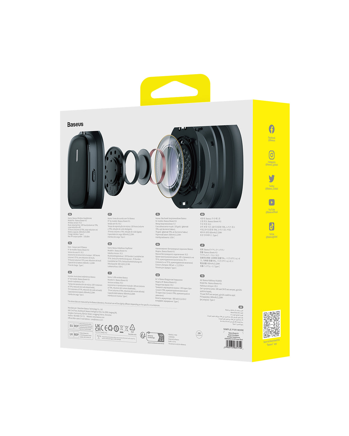 אוזניות אלחוטיות עם מסנן רעשים Baseus Bowie H1i - Black