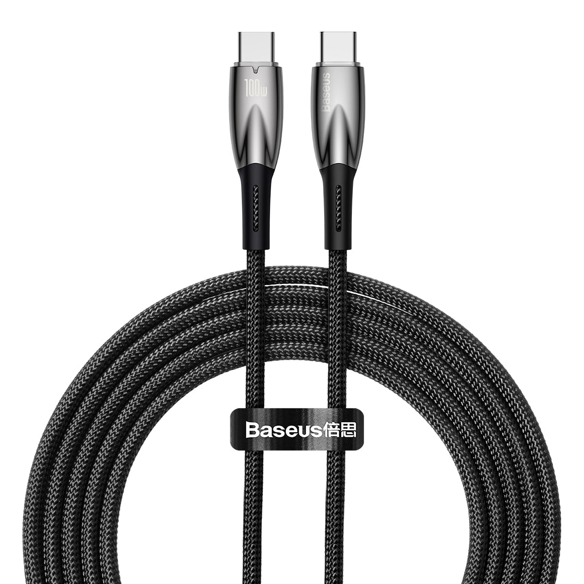 כבל סנכרון וטעינה Baseus Glimmer Series Fast Charging Data Cable Type-C to Type-C 100W באורך 2 מטר - צבע שחור
