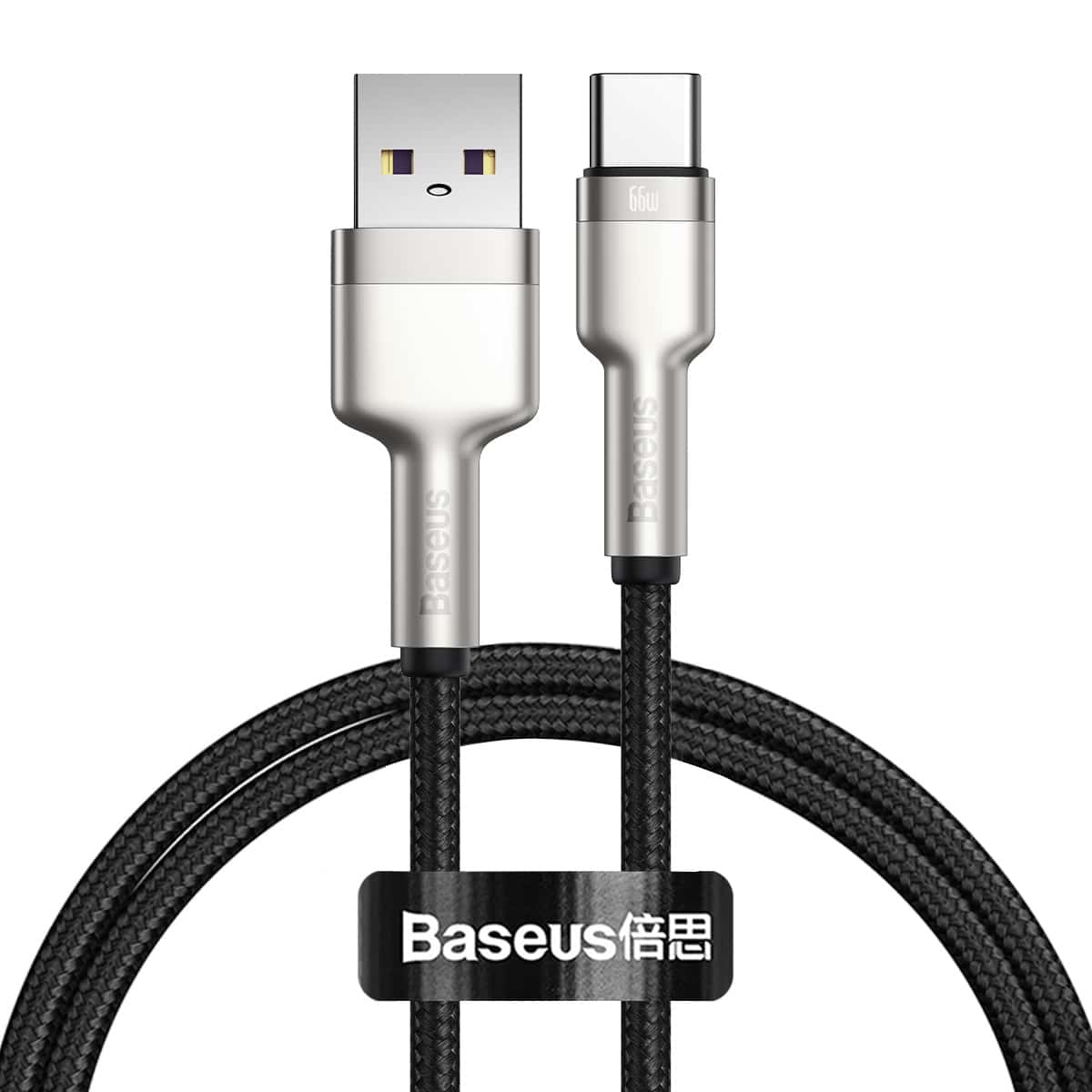 כבל טעינה וסנכרון BASEUS USB to Type-C Shine 66W עם תמיכה בטעינה מהירה באורך 1 מטר - צבע שחור