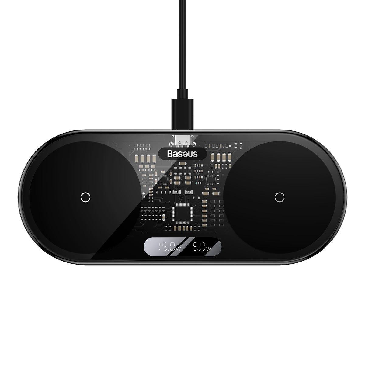 מטען אלחוטי כפול Baseus Digital LED Display 2in1 Wireless Charger 20W