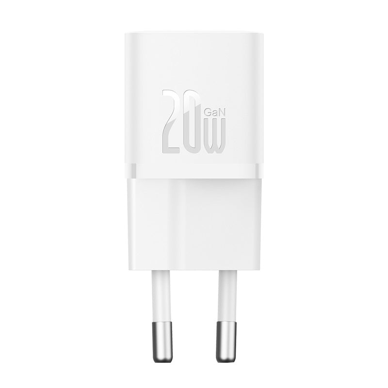 מטען קיר Baseus GaN5 20W USB-C עם כבל USB-C 1m - לבן