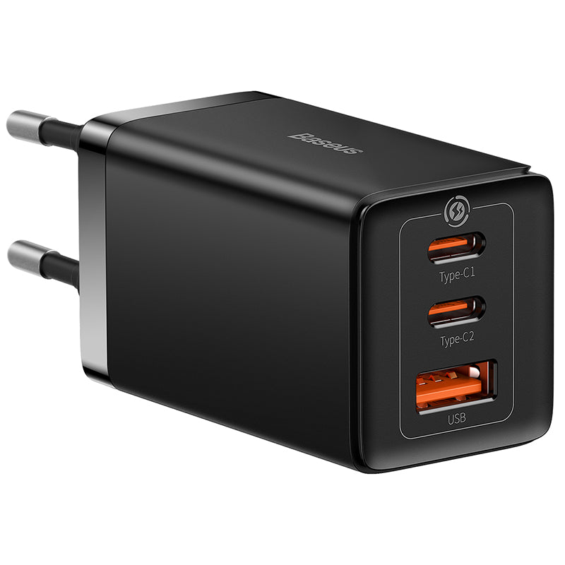 מטען קיר מהיר Baseus Fast Charger 2C+U 65W with Cable C to C 100W