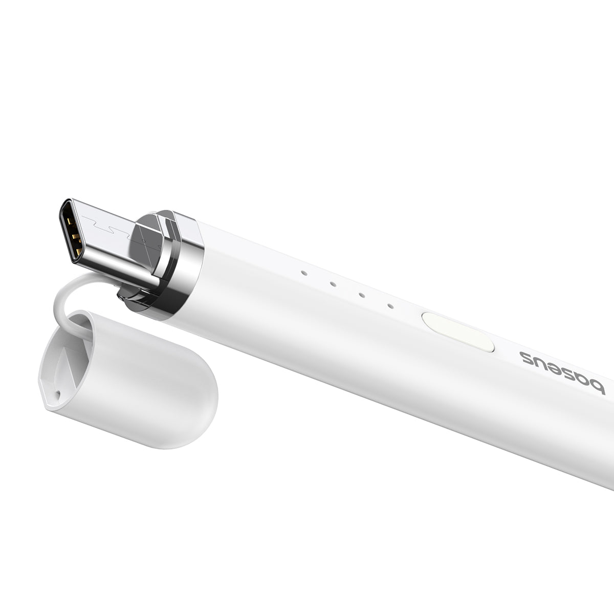 מיקרו-USB-C מכשיר טעינה חכם בצבע לבן עם כיסוי עבור Baseus Smooth Writing 2 Stylus