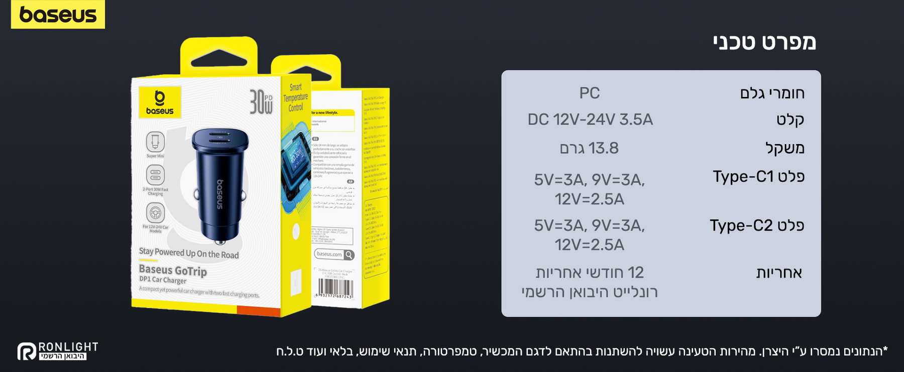 Baseus GoTrip DP1 Car Charger C+C 30W Cosmic Black feature image